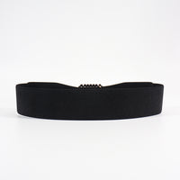 Elastic Female Black Rhinestone Square Buckle Elastic Waistband