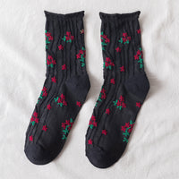 Curled Small Floral Cotton Socks For Pregnant Women Middle Aged And Elderly