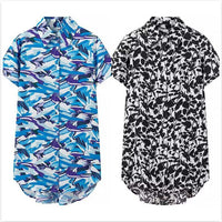Women's Street Fashion Printed Short Sleeve Mid-length Shirt