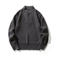High-end American-style Heavyweight Cool And Edgy Henley Sweater