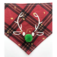Pet's Saliva Towel Christmas Deer Scarf Large Medium And Small For Cats And Dogs Triangular Binder