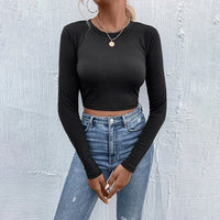 Women's Round Neck Pullover Casual Long Sleeve T-shirt Top