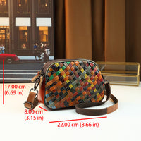 Womens Fashionable Genuine Leather Woven Shoulder Crossbody Bag