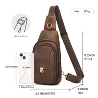 Multifunctional Chest Outdoor Casual Crossbody Vintage Crazy Horse Leather Shoulder Bag