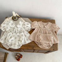 Summer Baby Girl Peter Pan Collar Short Sleeve Top