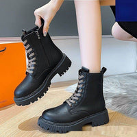 Fleece-lined Martin Boots Women's Shoes Thickened Middle