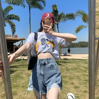 Womens Summer Ripped Denim Shorts
