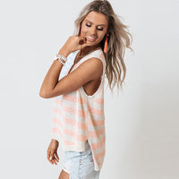 Flag Print Knitted Vest Women's Fashion Loose V-neck Sleeveless Top