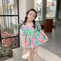 New Girls' Large Flower Doll Shirt And Shorts Two-piece Set Cute Suit