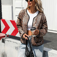 Fashion Buckle-free Cardigan Leopard Print Coat For Women