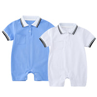 Boys And Girls Preppy Fashion Lapel Romper
