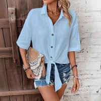 Women's Solid-Color Casual Shirts From Europe And America