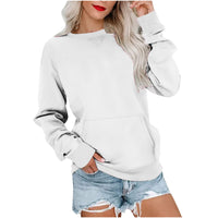 Women's Pin Solid Color Round Neck Loose Long-sleeved Sweater