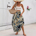 Irregular Abstract Print Skirt With A Casual, Fitted Waist And Tie-up Design Perfect For A Laid-back Vacation Look