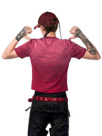 Men's Summer Spray Dirty Washed Distressed Slim-fit Red Short Sleeve