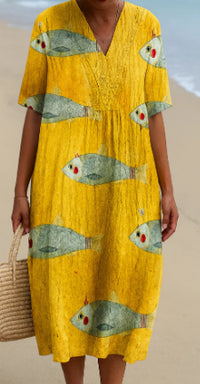 Printed Long-sleeve Dress For Women