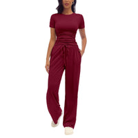 Women's Fashion Casual Pleated Short-Sleeve Set