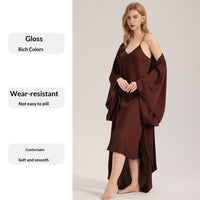 Womens Simple Satin Chiffon Camisole And Robe Set