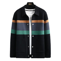 Men's Fall Lapels Color Matching Cardigan Sweater Coat
