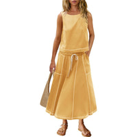 Sleeveless Vest And Skirt Set For Women