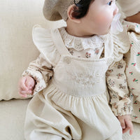 Embroidered Flower Jumpsuit For Baby Girls