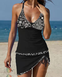 Swimsuit Women's Seaside Vacation Drawstring V-neck Sexy Split