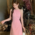 Beach Style Hollow Out Halter Strap Dress With A Waist Cutout