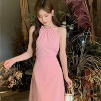 Beach Style Hollow Out Halter Strap Dress With A Waist Cutout