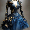 Women's Fashionable Versatile V-neck Long Sleeved Dress