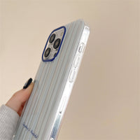 Simple And Versatile Blue Striped Bow Phone Case