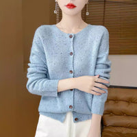 Women's Pure Wool Sweater Loose Round Neck Fashion Coat