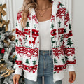 Long Sleeve Cardigan Christmas Printed Plush Coat