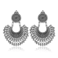 Retro Tassel Bohemian Ethnic Carved Flower Semicircle Bell Earrings