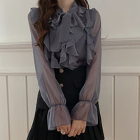 Chiffon Blouse Women's Casual Sheer Shirt