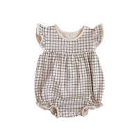 Boys And Girls Retro Plaid One-piece Romper