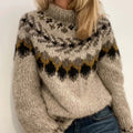 Womens Turtleneck Pullover Sweater With A Printed Design
