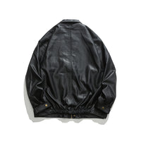 Soft Leather Jacket Men's Double-stand Large Pocket Coat