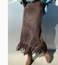 Women's Fashionable Elegant Long Suede Skirt Comfortable Slim Fit