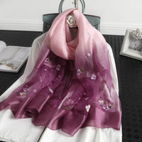 Women's Wool Silk Embroidery Gradient Scarf Sunscreen Shawl