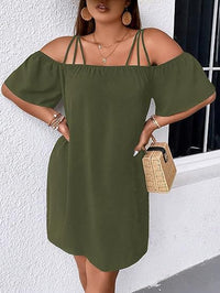 European And American Women's Solid-Color Off-Shoulder Fashion Dress