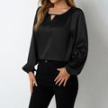 Women's Silk-like Pleated Long-sleeved Satin Top