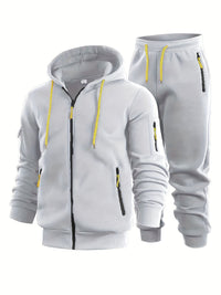 Mens Zip-Up Hoodie With Arm Pockets, Cardigan Sweatshirt Coat