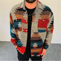 Velvet Padded Shirt 3D Digital Printing Geometric Lapel