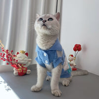 Plaid POLO-collar Cardigan Sweater For Small And Medium-sized Pets