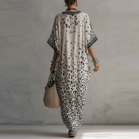 Womens Fashion Printed Three-Quarter-Sleeve Dress