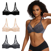 Women's Plus Size Bra Ultra-thin See-through Underwear