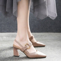 Women's Casual Square Toe Horseshoe Heel Chunky Heel Sandals