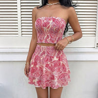 Sleeveless Printed Tube Top Set For Women