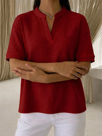 Waffle-knit Loose Casual Short-sleeve T-shirt