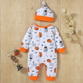 Boys And Girls Halloween Print Hooded Jumpsuit